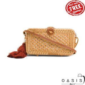 MADE IN VIETNAM Square Pillbox Cane Front Crossbody/ Women's Bag